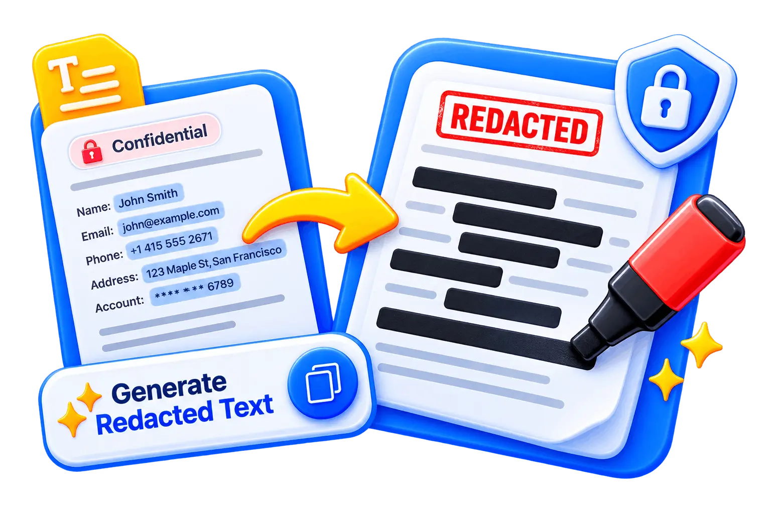 Piknova Redacted Text Generator preview